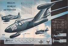 1951 Grumman Aircraft F9F Panther F8F Bearcat F6F Hellcat 2pg Magazine Article picture
