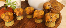 Rare Primitives By Kathy Johanna Parker Paper Mache Folk Art  Chicks Set of 6 picture