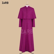 Men's Magenta Purple Bishop Cassock Mozzetta Roman Catholic Clergy Vestment Set picture