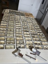 144 Antique Stereoview Cards + 2 Viewers Keystone & Perfecscope WWI 1890s Lot picture