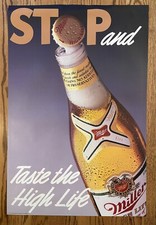 Miller High Life Beer Poster Sign Stop And Taste The High Life NEW picture