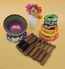Seven Color Chakra Tibetan Singing Bowls Set - 7 pieces healing set - Great use picture