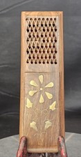 Antique Old Handcrafted Wooden Cigar & Cigarette Case Box With Inlaid Brass... picture