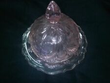 VINTAGE MOSSER GLASS Pink THISTLE Domed BUTTER or CHEESE Dish picture