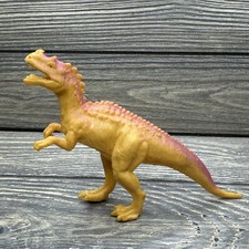 Vintage Ja-Ru Plastic Dinosaur Ceratosaurus Yellow Pink 4” picture