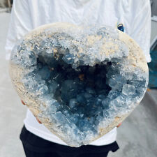 17.9lb Large Natural Blue Celestite Crystal Geode Quartz Cluster Mineral Specime picture