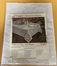 Vintage NOS White 54 x 72 Oblong Lace Tablecloth Permanent Press Soil Release picture