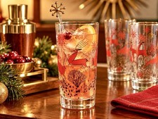 Vintage MCM Libbey Atomic Reindeer Glasses Stylized Mid Century Christmas 50s 8 picture