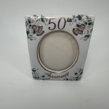 Vintage Lefton China 50th Anniversary Picture Frame Porcelain Japan 1197 Gold picture