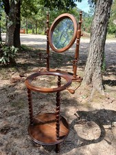 Vintage Wood Wash Basin Stand With Mirrow, Towel And Candle Holder picture