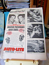 1951 Which is Really Gregory Peck? print ad Auto-Lite spark plugs 14x6