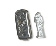 Vintage SAINT ANTHONY & JESUS Pocket Shrine MINI STATUE & HOLDER Catholic Travel picture