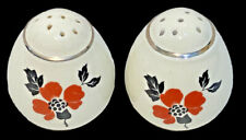 Hall China Company, Red Poppy Pattern, Teardrop Salt & Pepper Shakers, 2