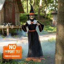 7 Ft Animated Whimsical Witch with LED Lights, Moving Head & Talking Jaw picture