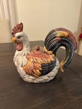 Rare Seymour Mann Hand Painted Brown and White Rooster Teapot Exc Condition picture