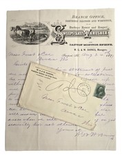 1875 antique WG & W BARNES freeport il BUCKEYE MOWER SWEEPSTAKES THRESHER LETTER picture
