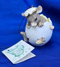 Vintage Dan Griff Mouse In An Egg Shell Ornament With Original Tag Cute picture