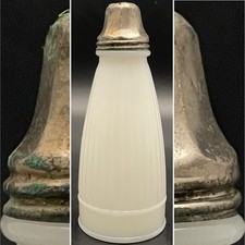 Frank Tea & Spice Art Deco Milk Glass Vertical Rib Salt Shaker c1930s USA 5.5