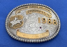 VTG 1988 Steamboat Classic BULLRIDING Champion YAZZIE Rodeo Trophy Belt Buckle picture