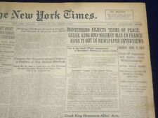 1916 JANUARY 20 NEW YORK TIMES - MONTENEGRO REJECTS TERMS OF PEACE - NT 9071 picture