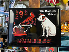 HMV Nipper RCA Victor dog 3D Metal Sign Perpetual Calendar Tinplate Width 15.5” picture