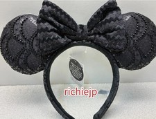 Gothic Black Tokyo Disney Minnie Ears Headband Lace Sequin Halloween Black picture