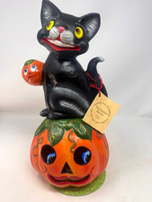 Ino Schaller German Pumpkin Black Cat JOL Candy Container Paper Mache Halloween picture