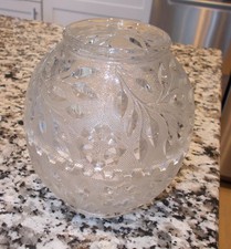 WESTMORELAND Clear Glass FIREBALL FAIRY LAMP WILDFLOWER & LACE picture
