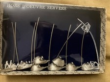 Vintage 1960’s Set of 8 Napier Silver-tone Appetizer Hors d’Oeuvres Mice in Box picture