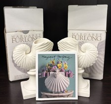 VTG Margaret Furlong PORCELAIN NAUTILUS Small Vases Place Card Holders W/ Boxes picture