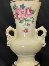 1940's Spaulding China Vase with Roses Gold Rim and Double Handles picture
