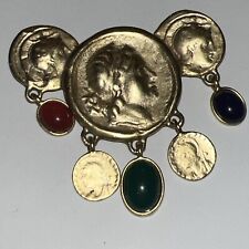 Vintage Athena Sklavage Pin Brooch Roman Cabochon Mogul Gripoix Rhinestone picture