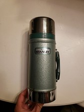Vintage Aladdin Stanley Thermos Wide Mouth 24oz Green Hammertone A-1350B USA picture