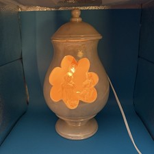 Adorable lighted ceramic nativity with Mary, Joseph, baby Jesus - vintage unique picture