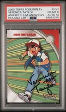 Topps 2000 Pokémon TV Heroes & Villains #HV1 Ash Ketchum Auto PSA PSA 6 AUTO 10 picture
