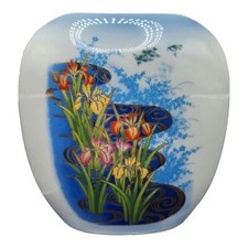 Vintage JGI Shaddy Mino China Pillow Vase Made In Japan Irises  7 1/4