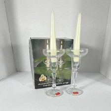 Towle Silhouette 24% Lead Crystal Candlesticks Pair 6.75