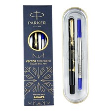 Parker Special Edition Vector Time Check Gold Trim Roller Ball Pen Blue Ink picture