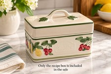 Vintage Portugal Ceramics Fruit Berries Lidded Recipe Box Portugal Made picture