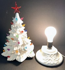 Vintage White Ceramic Lighted Christmas Tree 13.5” With Base picture