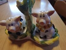 Piggy salt and pepper shakers with holder. Kingsbridge International ceramic. picture