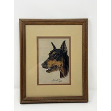 VTG George Johns Original 1980 Signed Framed Pastel Portrait Doberman Dog picture