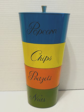 Vtg 60s Lacquerware Nesting Stacking Snack Bowl Set JAPAN Multicolor MCM picture