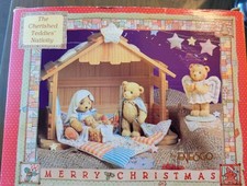 VTG 1993 Enesco Cherished Teddies Nativity 4 Piece Set Complete Christmas picture