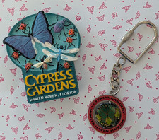 Cypress Gardens Winter Haven Florida ~ Butterfly Magnet + Keychain Souvenirs picture