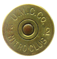 vintage U.M.C. Co. NITRO CLUB 12 brass advertising pinback button GUNPOWDER picture