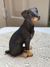 Doberman Pinscher Puppy  Statue Figurine  4 1/4” Labeled As Made By HHH picture