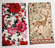 LOVELY CHRISTMAS ROSE FLORAL DEER SCENE ~ 2 TOWELETTE Decoupage Napkins picture