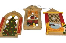 3 Vintage 80 ‘s Holiday Ornaments 2 Sided Cat Ornaments picture