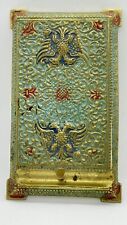 RARE Exquisite Early 20th Century Russian Brass Enamel Painted Memo Pad Holder. picture